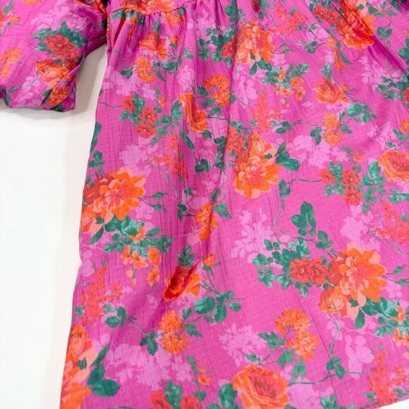 Fantastic Fawn Dress Womens Medium Pink Floral Puff Sleeve Mini NWT Cottagecore - Picture 2 of 12